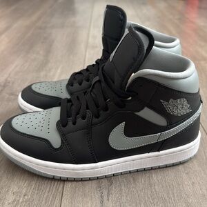 Air Jordans Women’s 1 Mid Black and Gray Size 7
